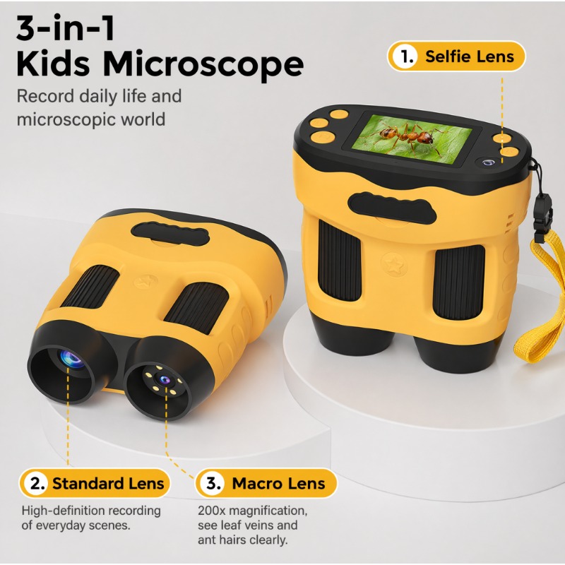 Kids Toys Top View - Caméra Microscopique Numérique 4K 1000X pour