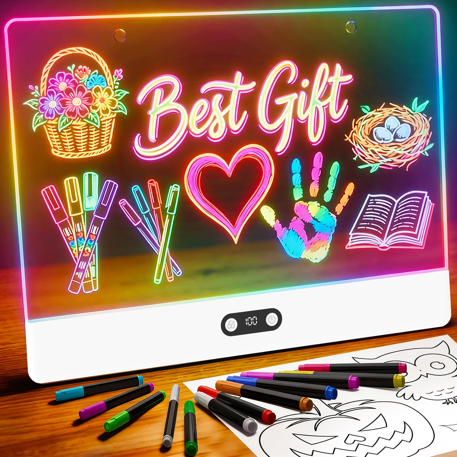 Kids Toys Drawing - Tableau de dessin LED rechargeable pour